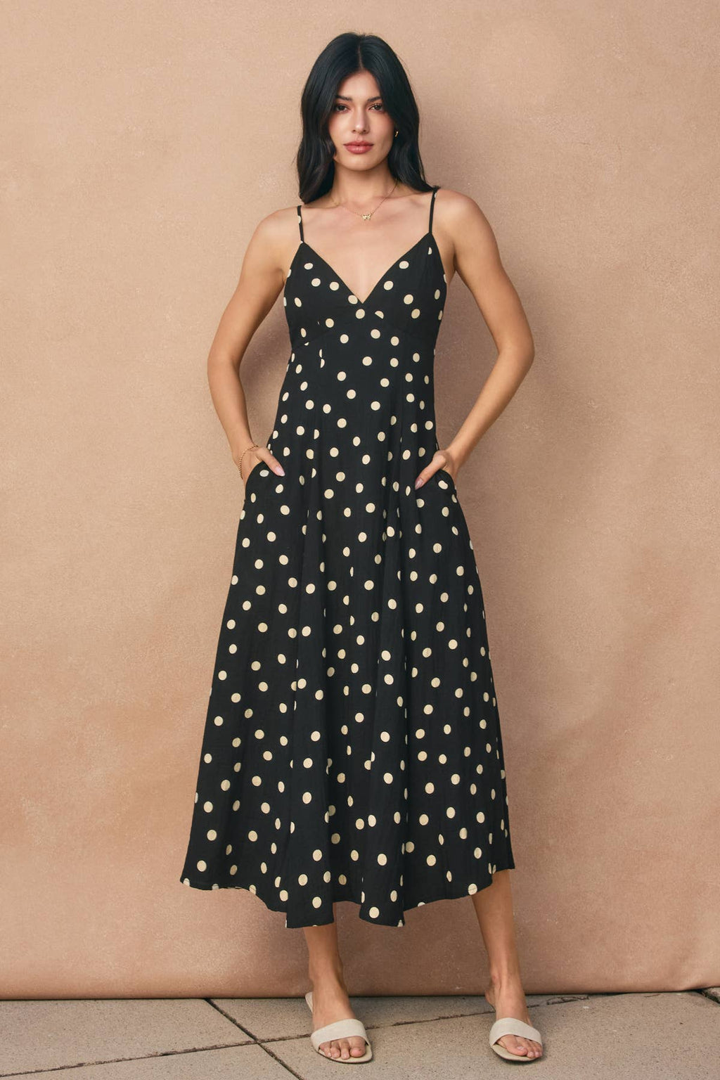 Polka Dot Triangle Open Back Dress