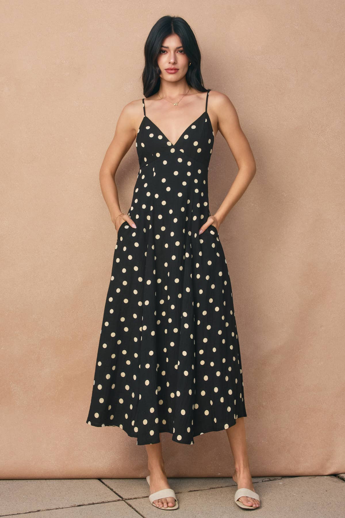 Polka Dot Triangle Open Back Dress