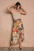 Countryside Bird Buckled A Line Midi Skirt