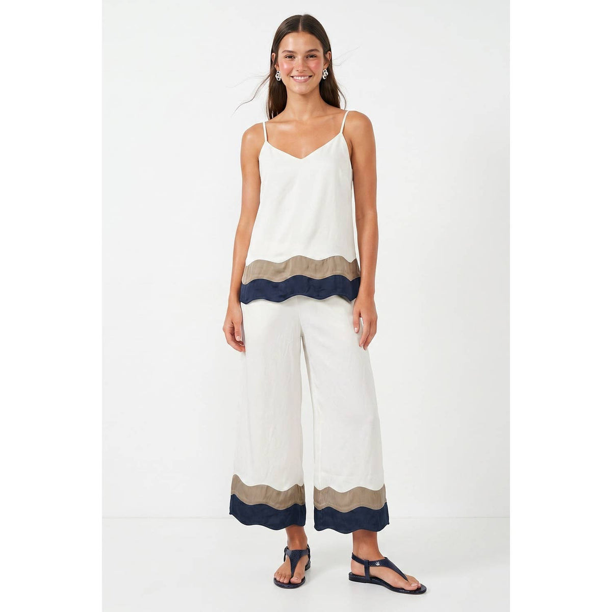 Wavy Colorblock Wide Leg Pants