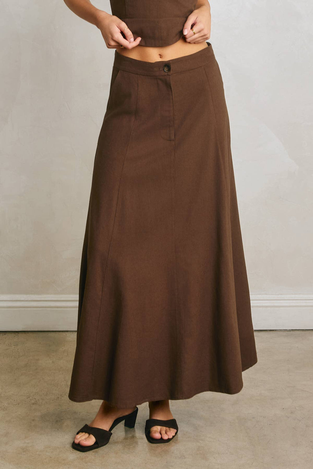 Flared Linen Maxi Skirt