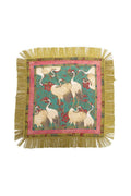 Fringed Crane Print Square Scarf