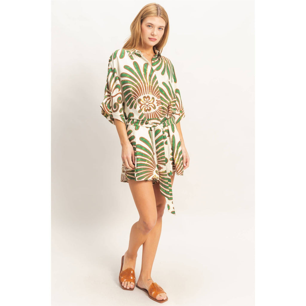 Button-Down Print Romper