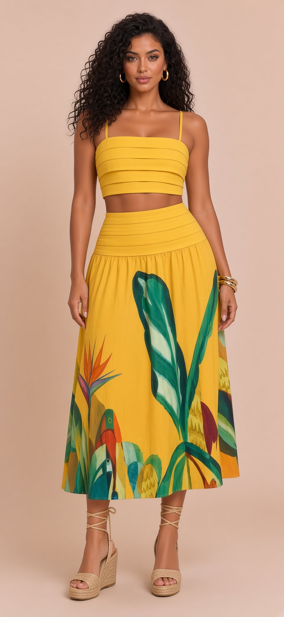 Palm Paradise Pleated Skirt Set