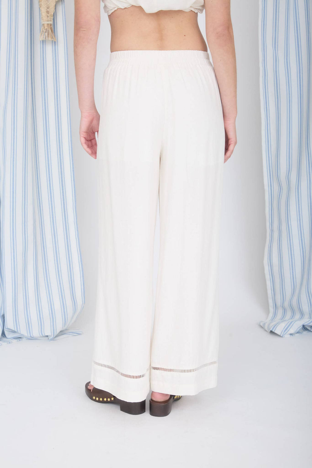 Ladder-Lace Wide-Leg Pants
