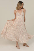 Ditsy Floral Lace-Trim V-Neck Maxi Dress