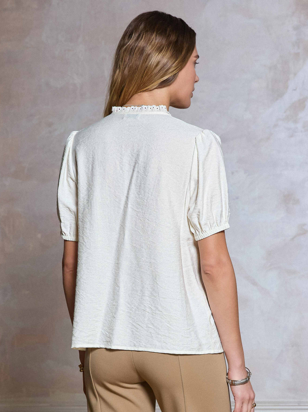 Pin Tuck Neckline Detail Blouse