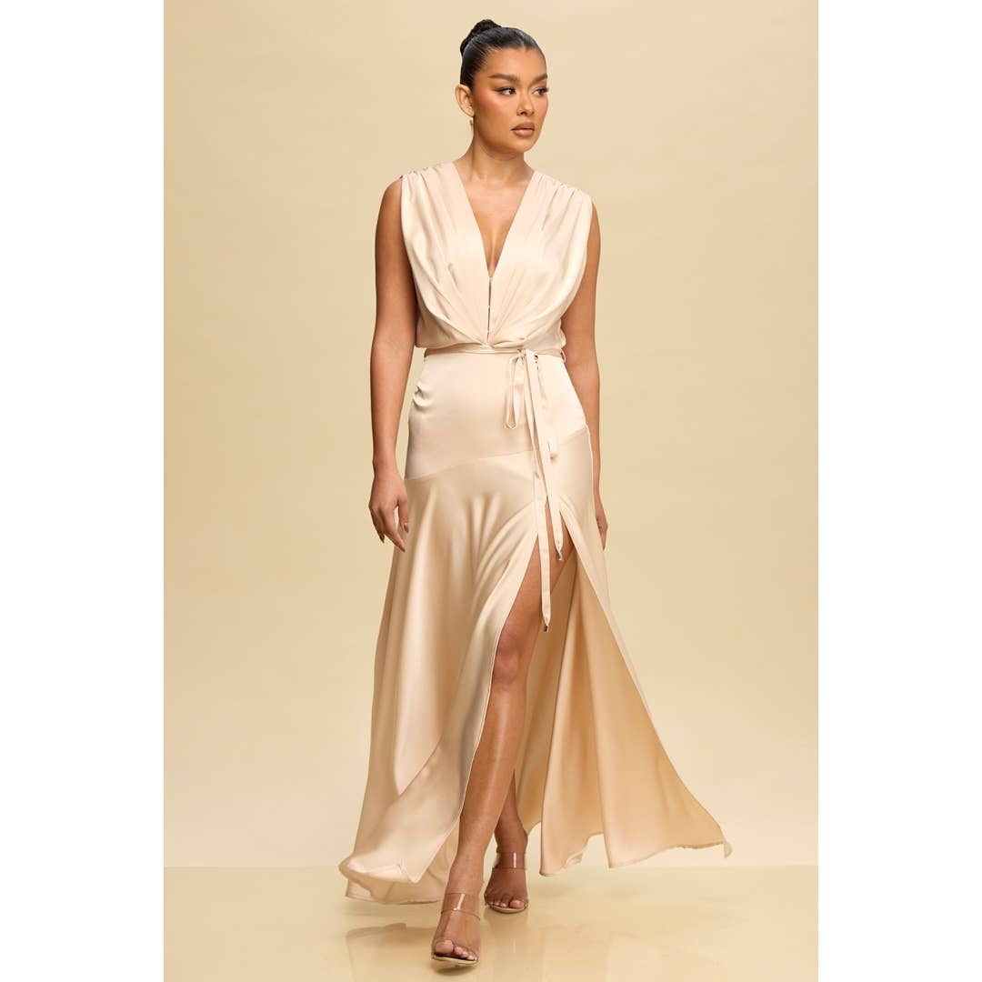Satin Pleated Gown