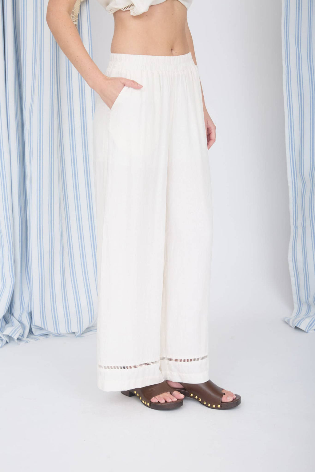 Ladder-Lace Wide-Leg Pants