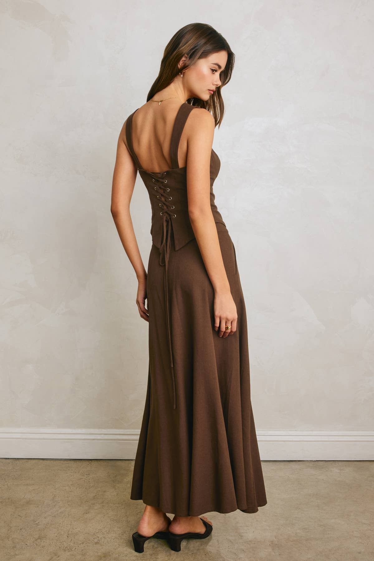 Flared Linen Maxi Skirt