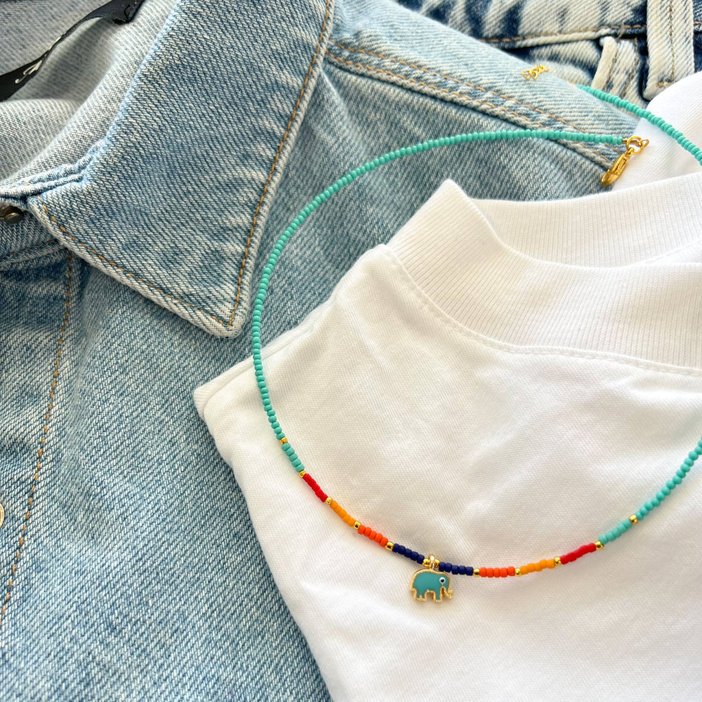 Beaded Necklace with Charm, Fish Necklace, Cute Necklace