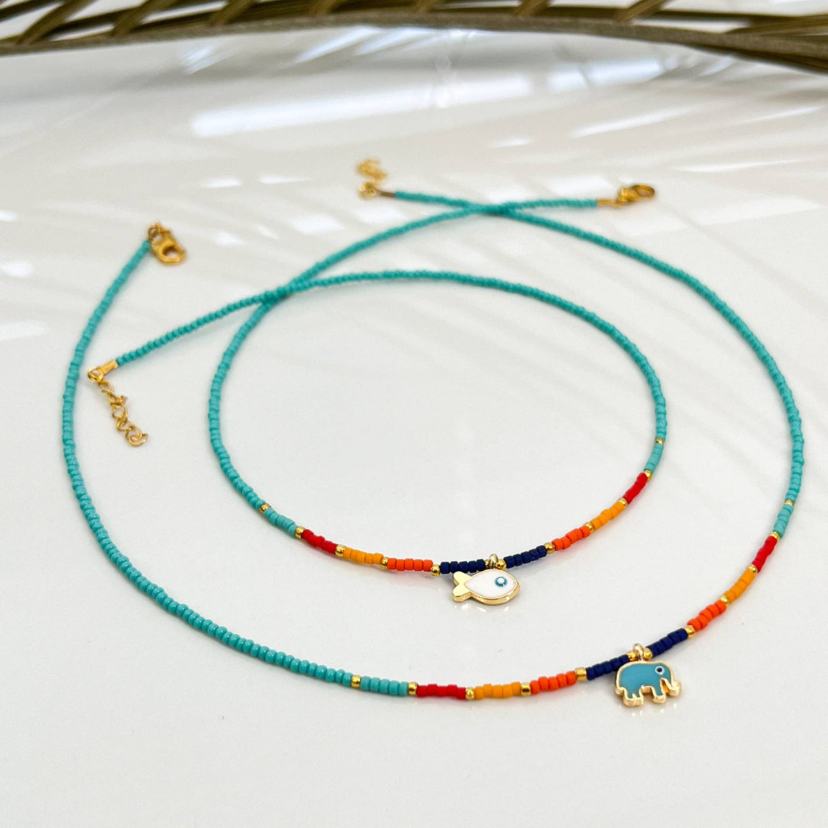 Beaded Necklace with Charm, Fish Necklace, Cute Necklace