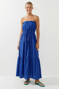 Strapless Drawstring Waist Maxi Dress