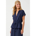 Scallop Hem Drawstring Blouse