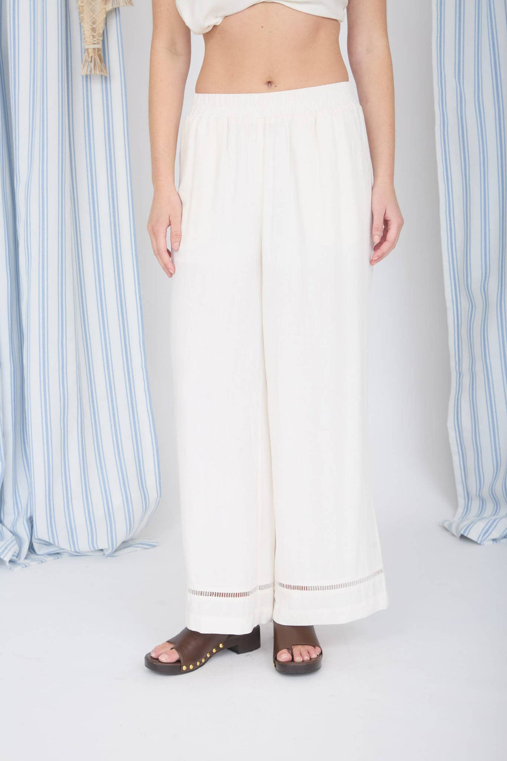Ladder-Lace Wide-Leg Pants