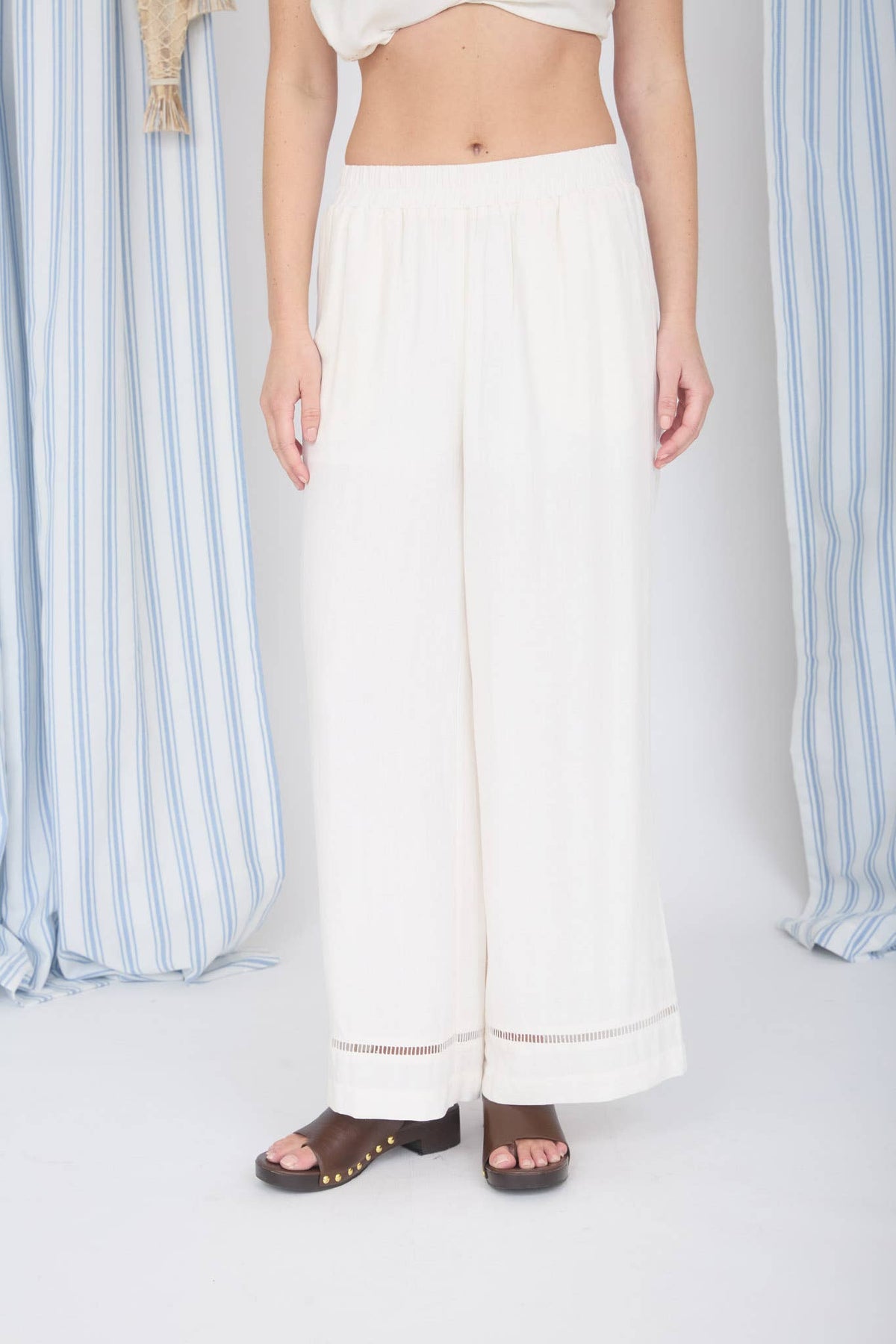 Ladder-Lace Wide-Leg Pants