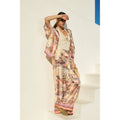 Conversational Border Print Tie Front Relaxed Pants