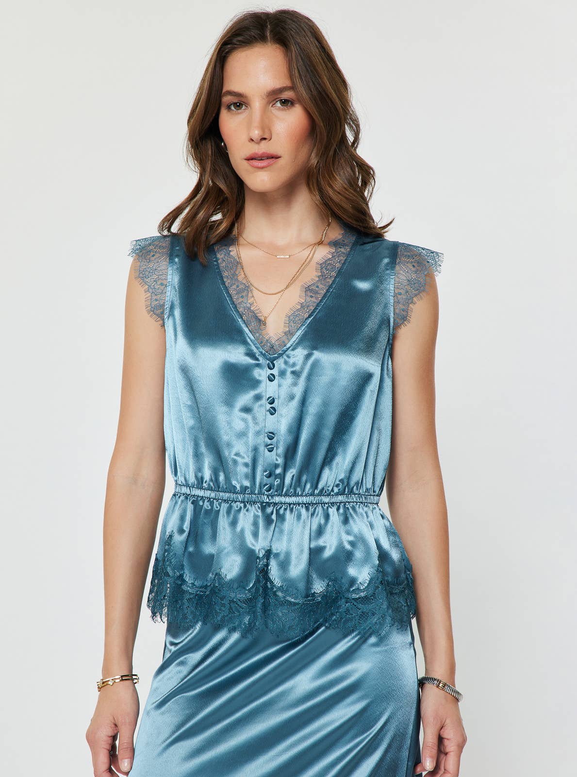 Lace Trim Cap Sleeve Peplum Top