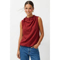 Cinched Mock Neck Sleeveless Top