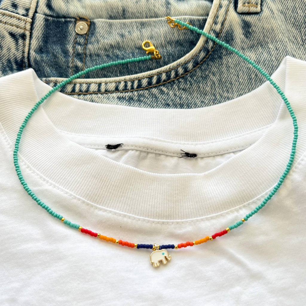 Beaded Necklace with Charm, Fish Necklace, Cute Necklace
