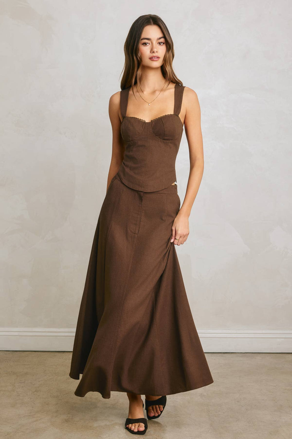 Flared Linen Maxi Skirt