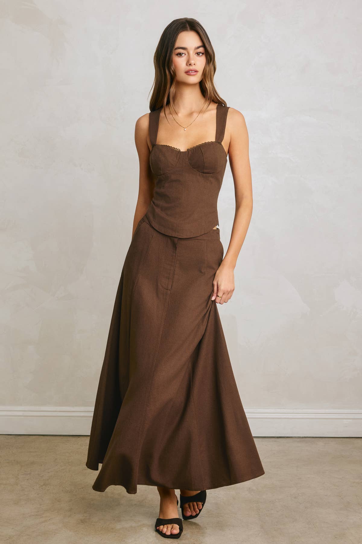 Flared Linen Maxi Skirt
