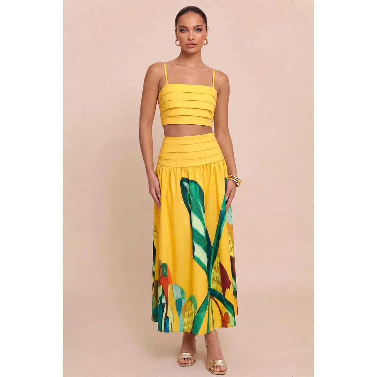 Palm Paradise Pleated Skirt Set
