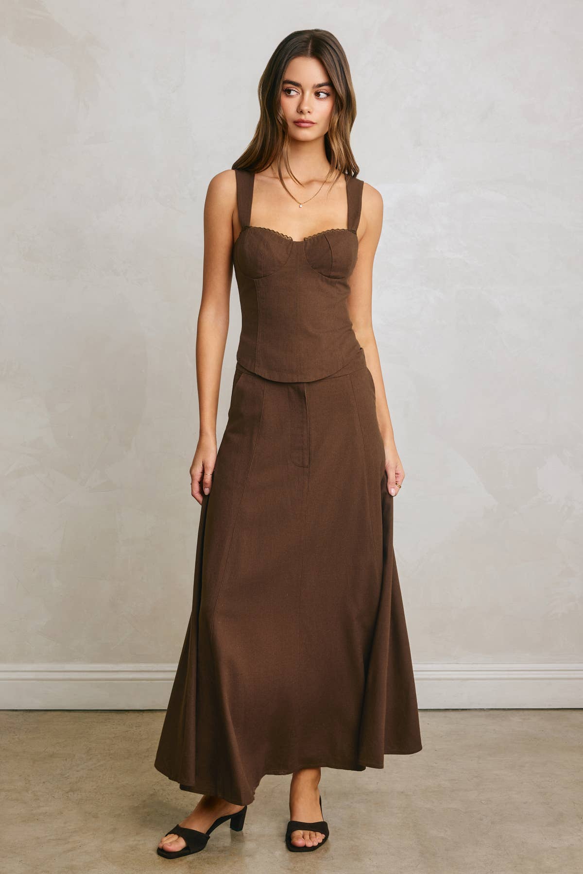 Flared Linen Maxi Skirt