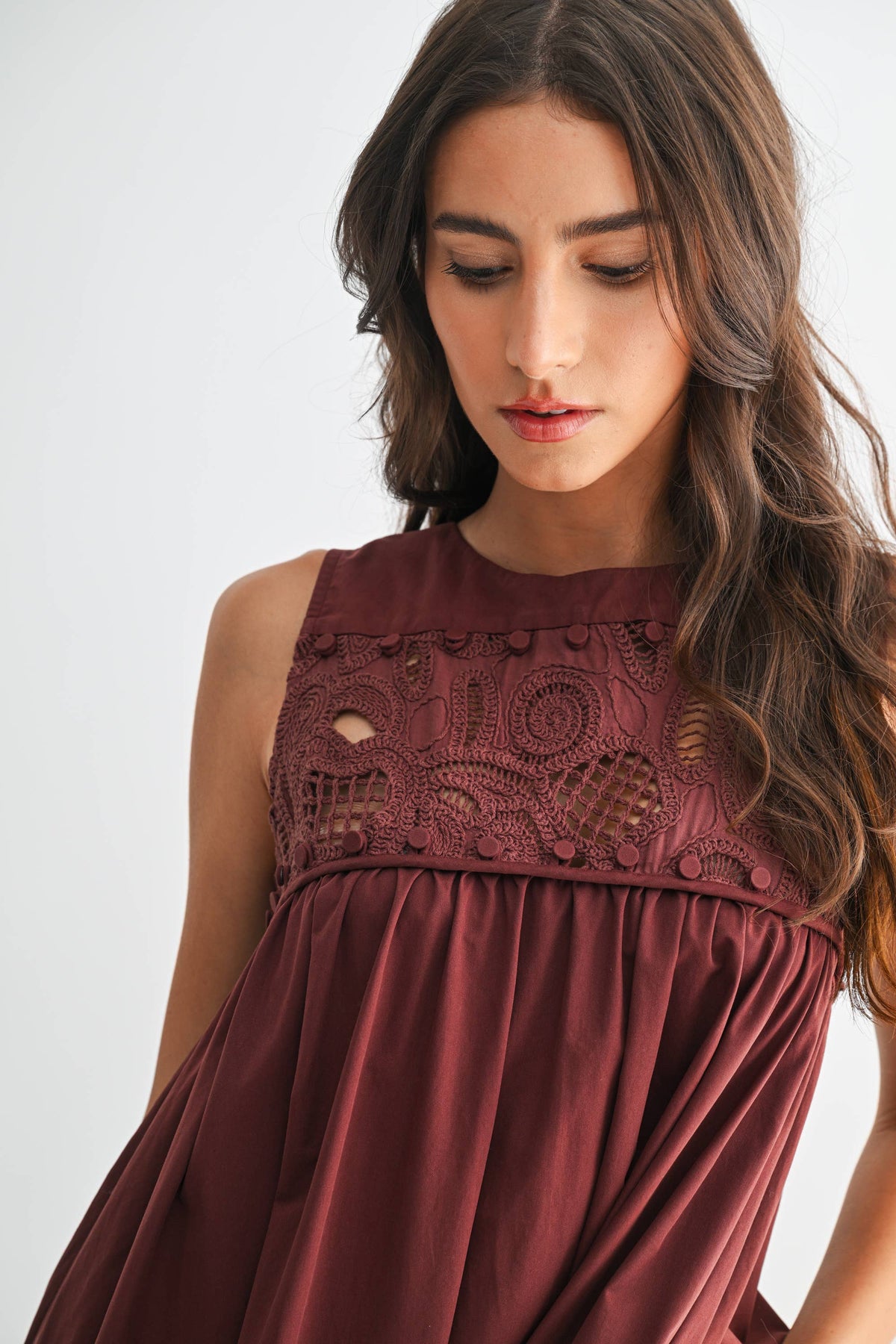 Cotton Boho Maxi Dress with Lace Details