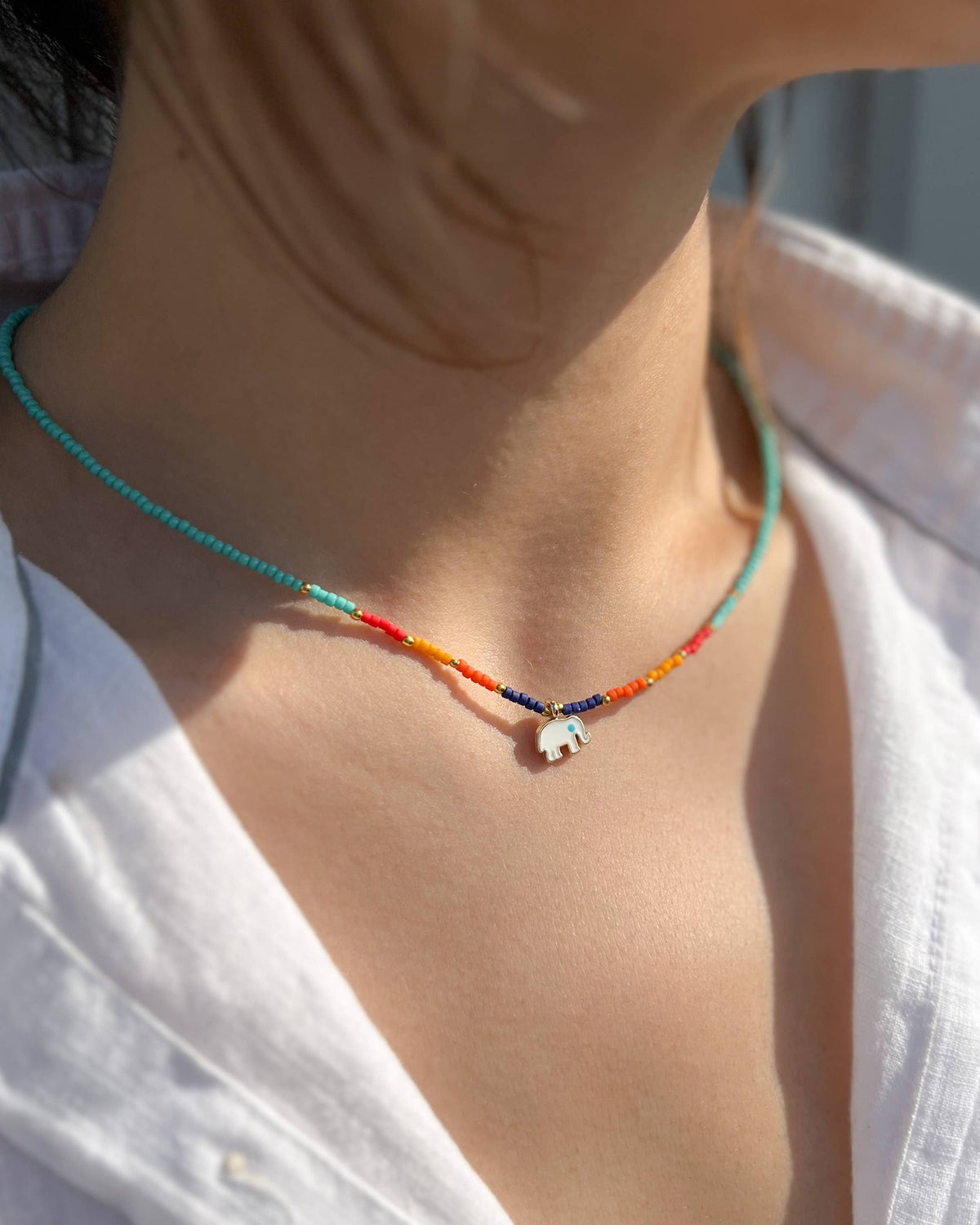 Beaded Necklace with Charm, Fish Necklace, Cute Necklace