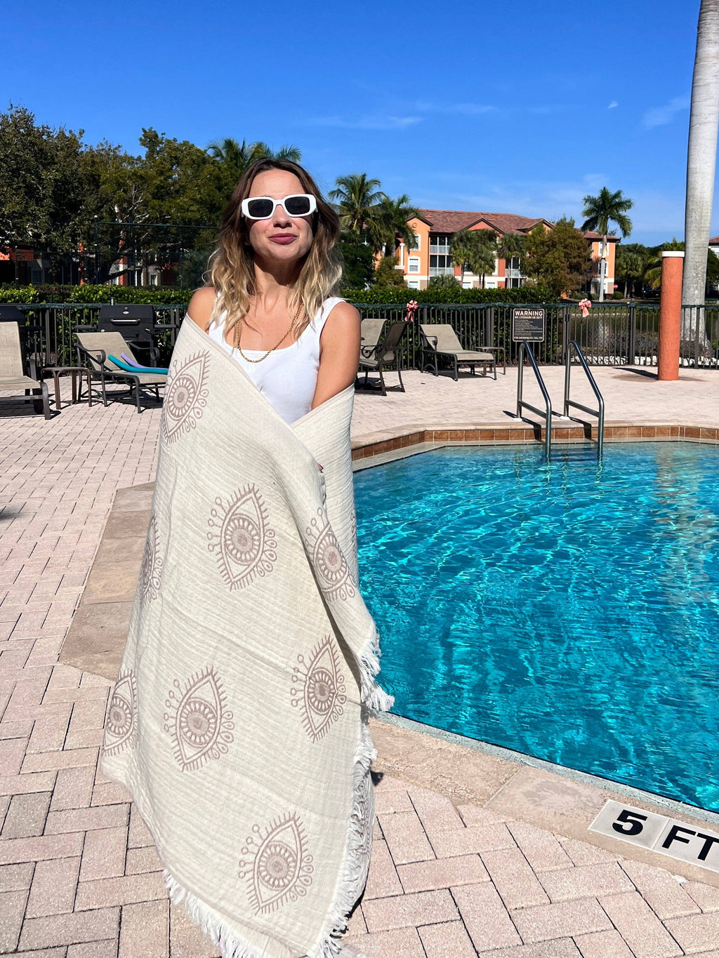 Eye Taupe Cotton Beach Towel, Throw & Shawl