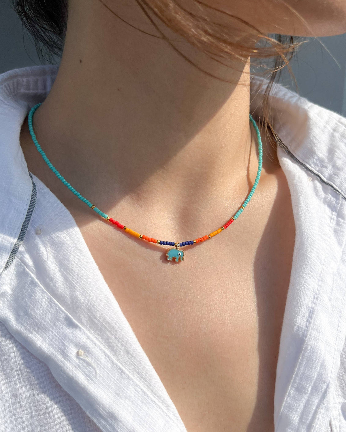 Beaded Necklace with Charm, Fish Necklace, Cute Necklace