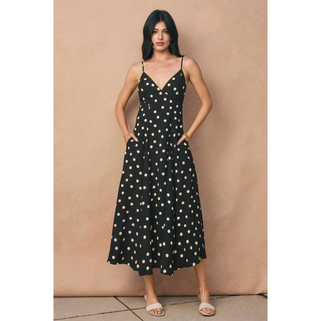 Polka Dot Triangle Open Back Dress