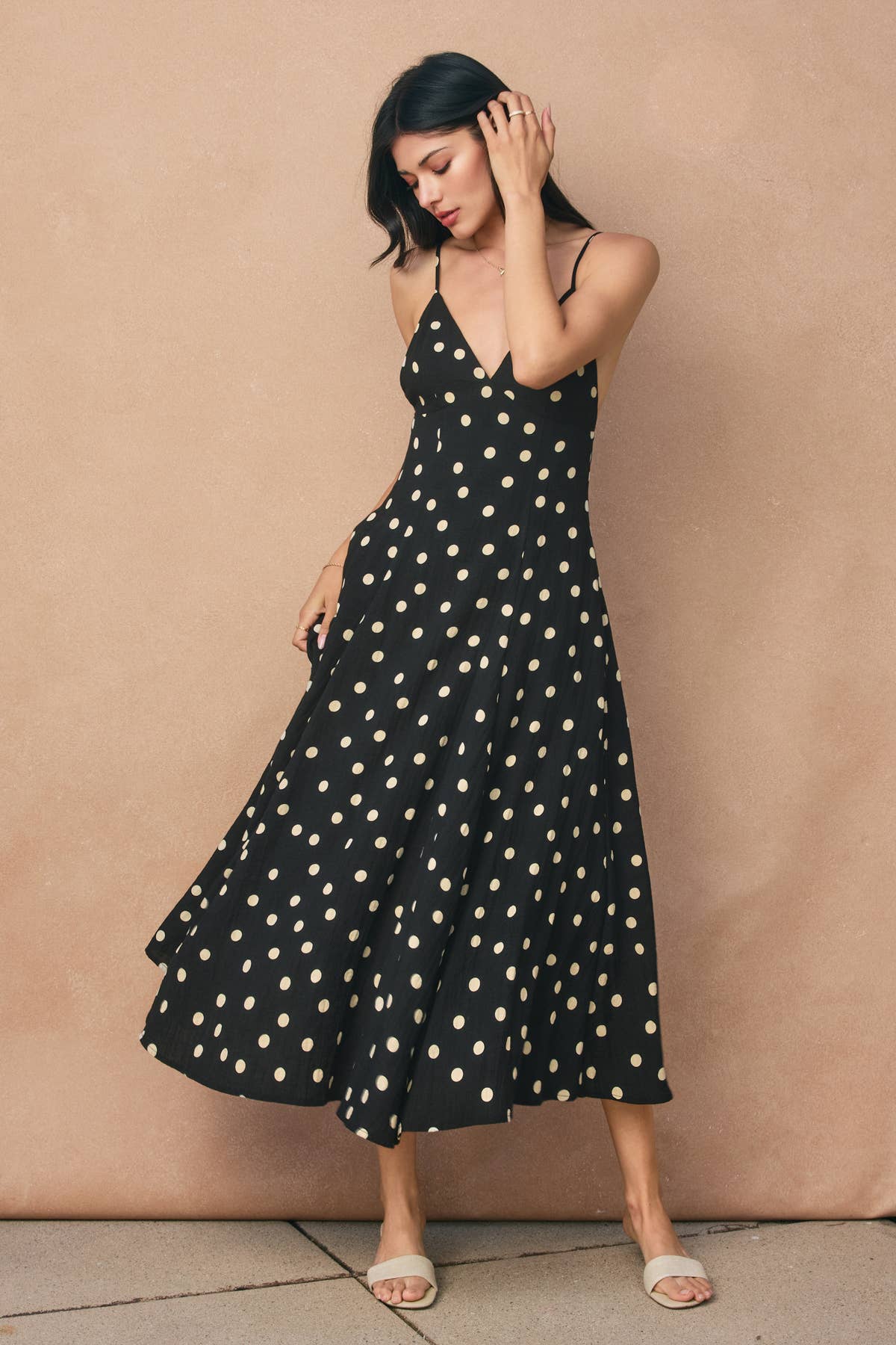 Polka Dot Triangle Open Back Dress