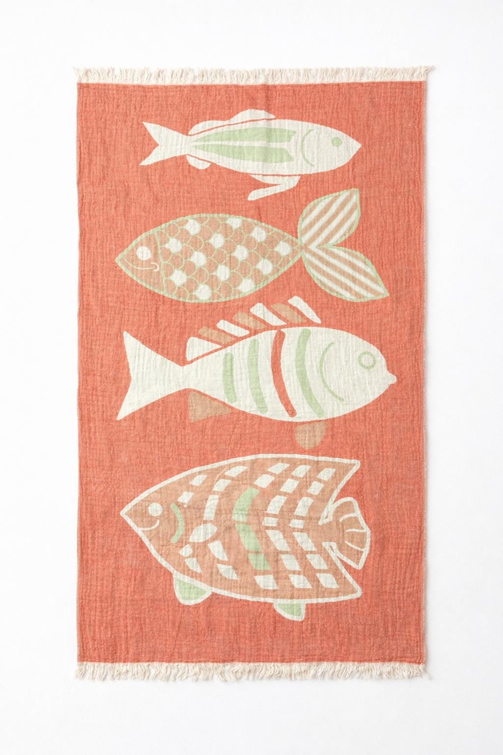 Harbor Fish Reversible Cotton Muslin Beach Towel
