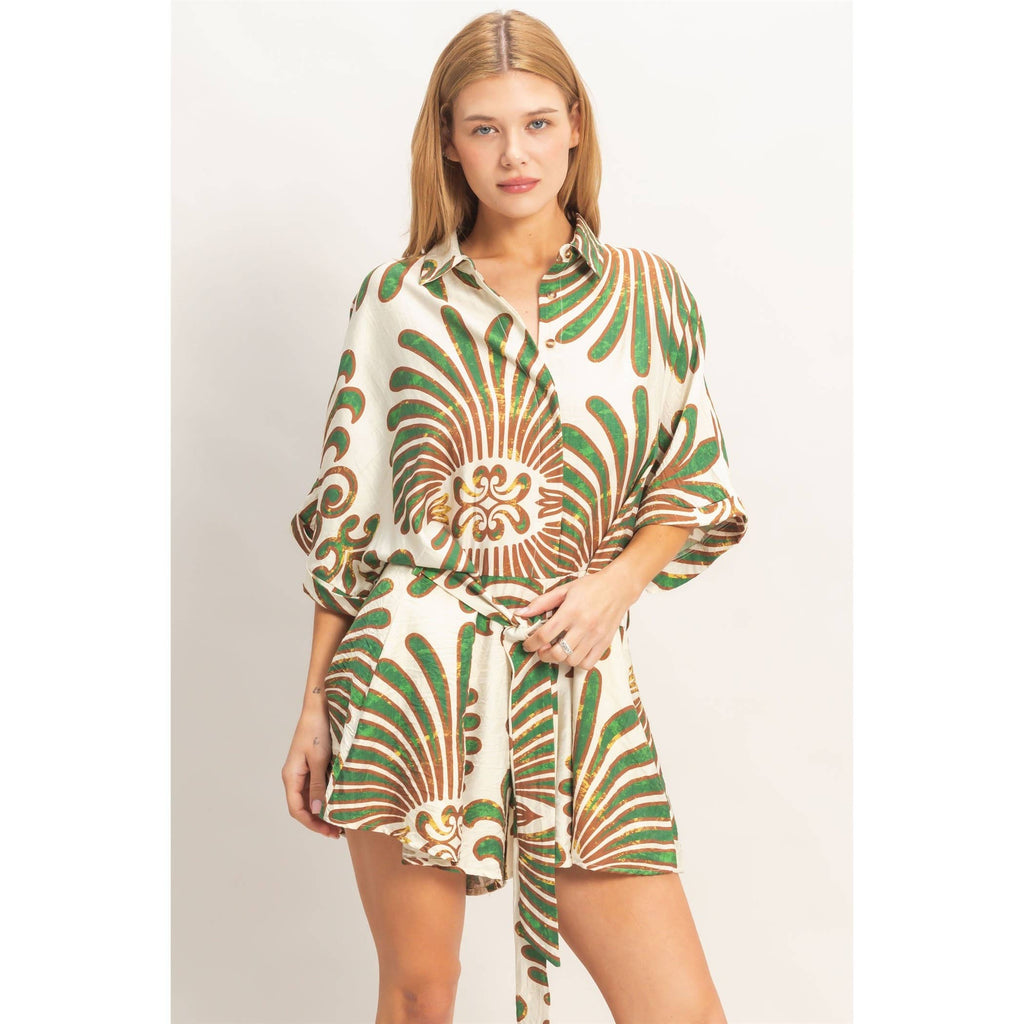 Button-Down Print Romper