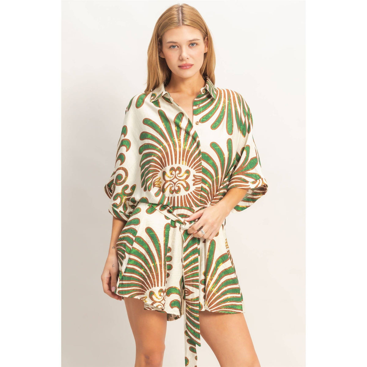 Button-Down Print Romper