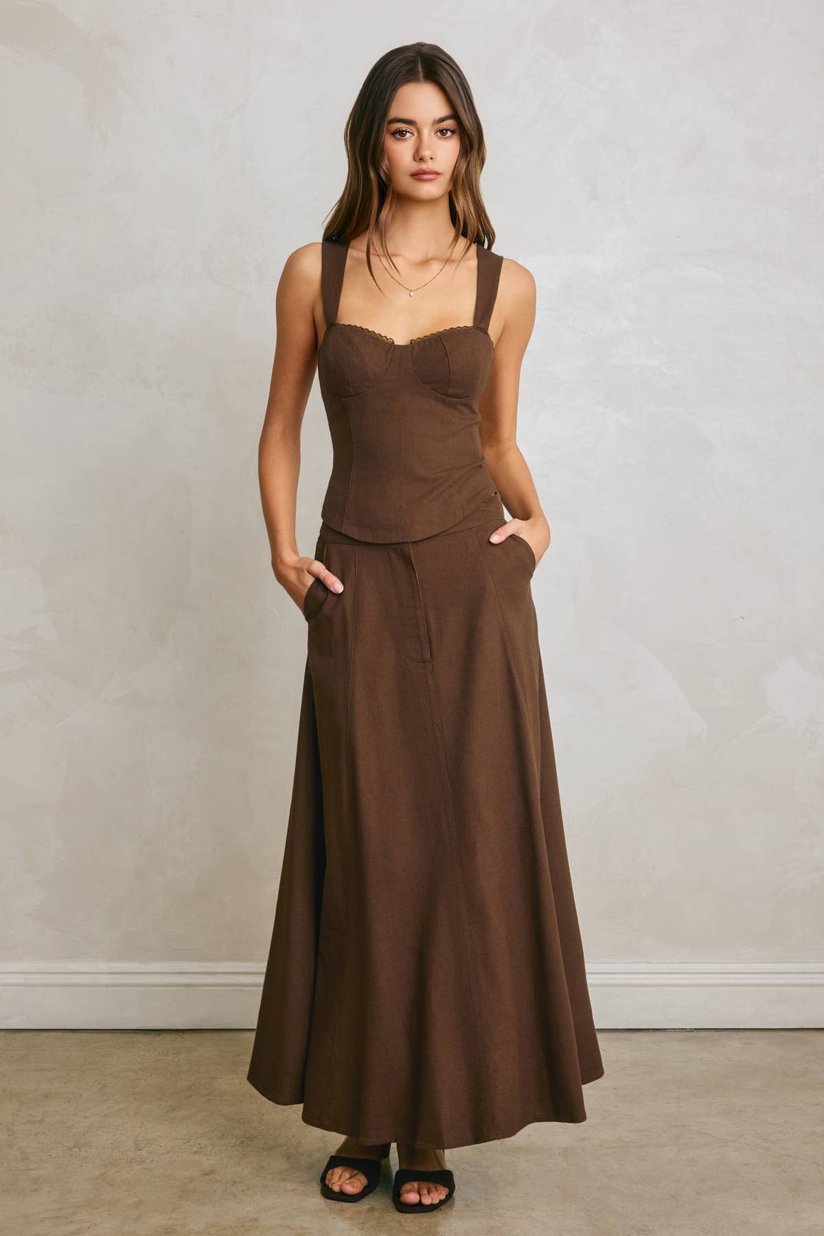 Flared Linen Maxi Skirt