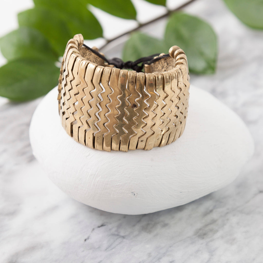 Brass Zigzag Cuff Bracelet