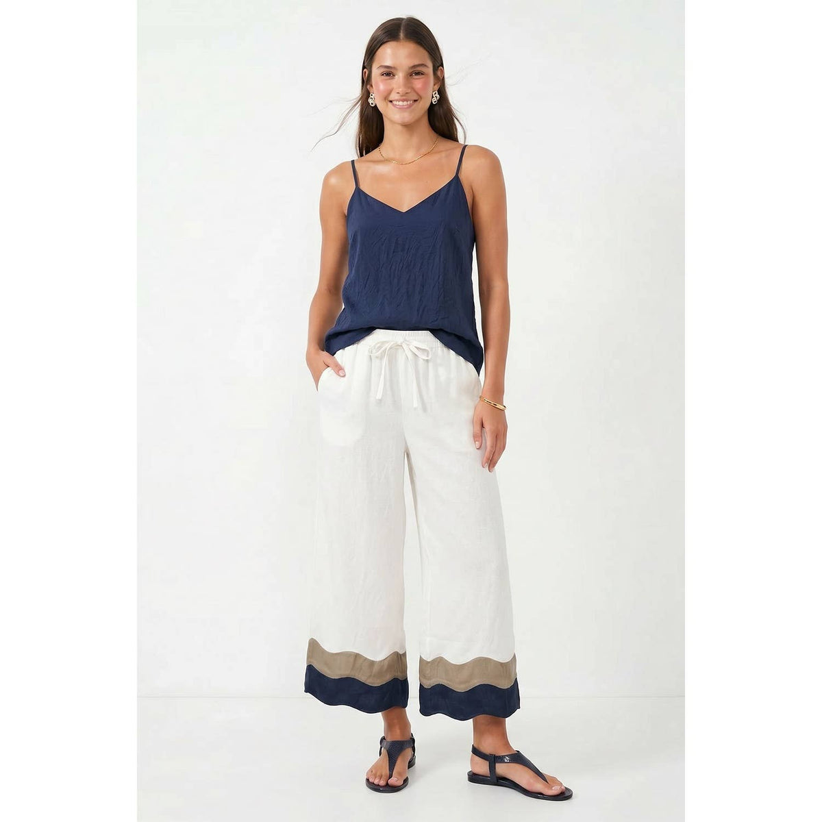 Wavy Colorblock Wide Leg Pants