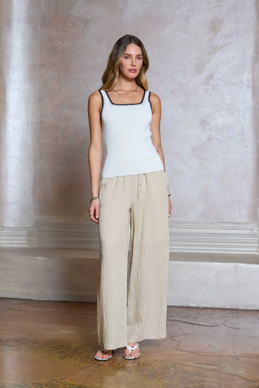 Crinkle Textured Drawstring Pants