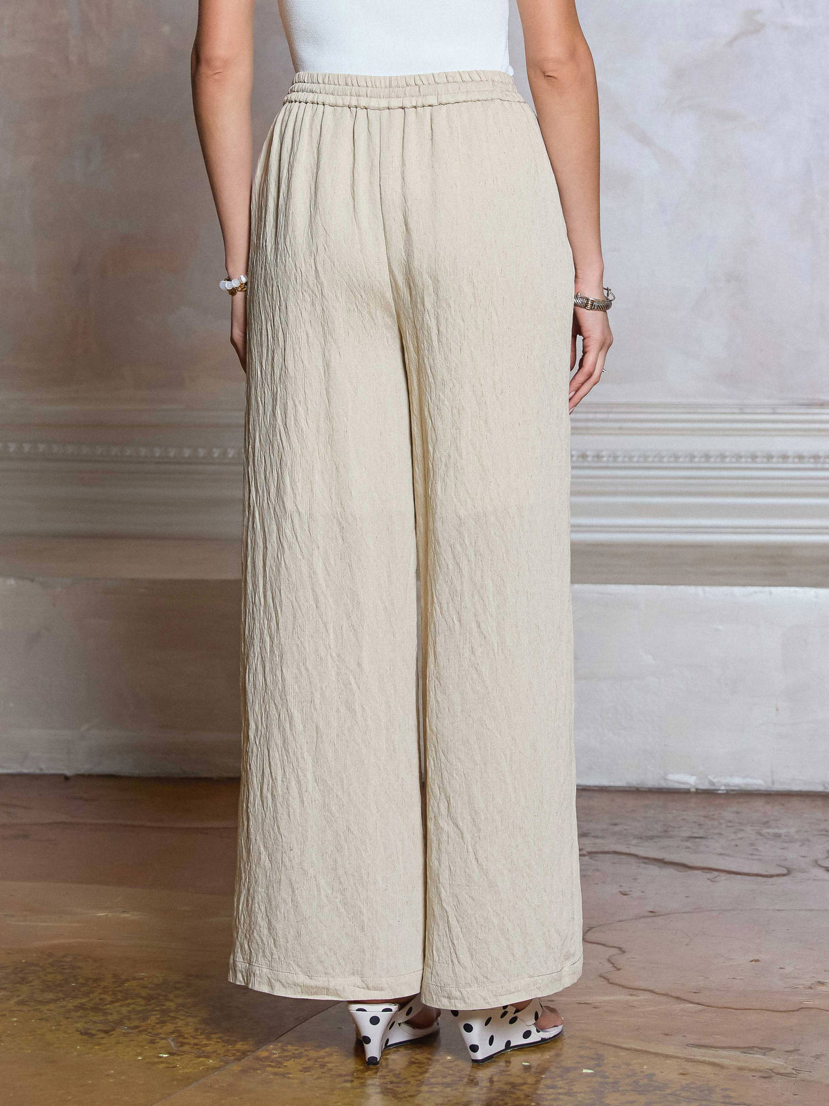 Crinkle Textured Drawstring Pants