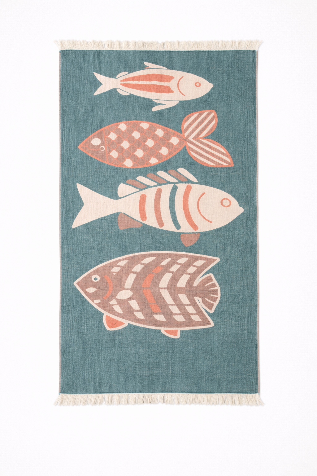 Harbor Fish Reversible Cotton Muslin Beach Towel