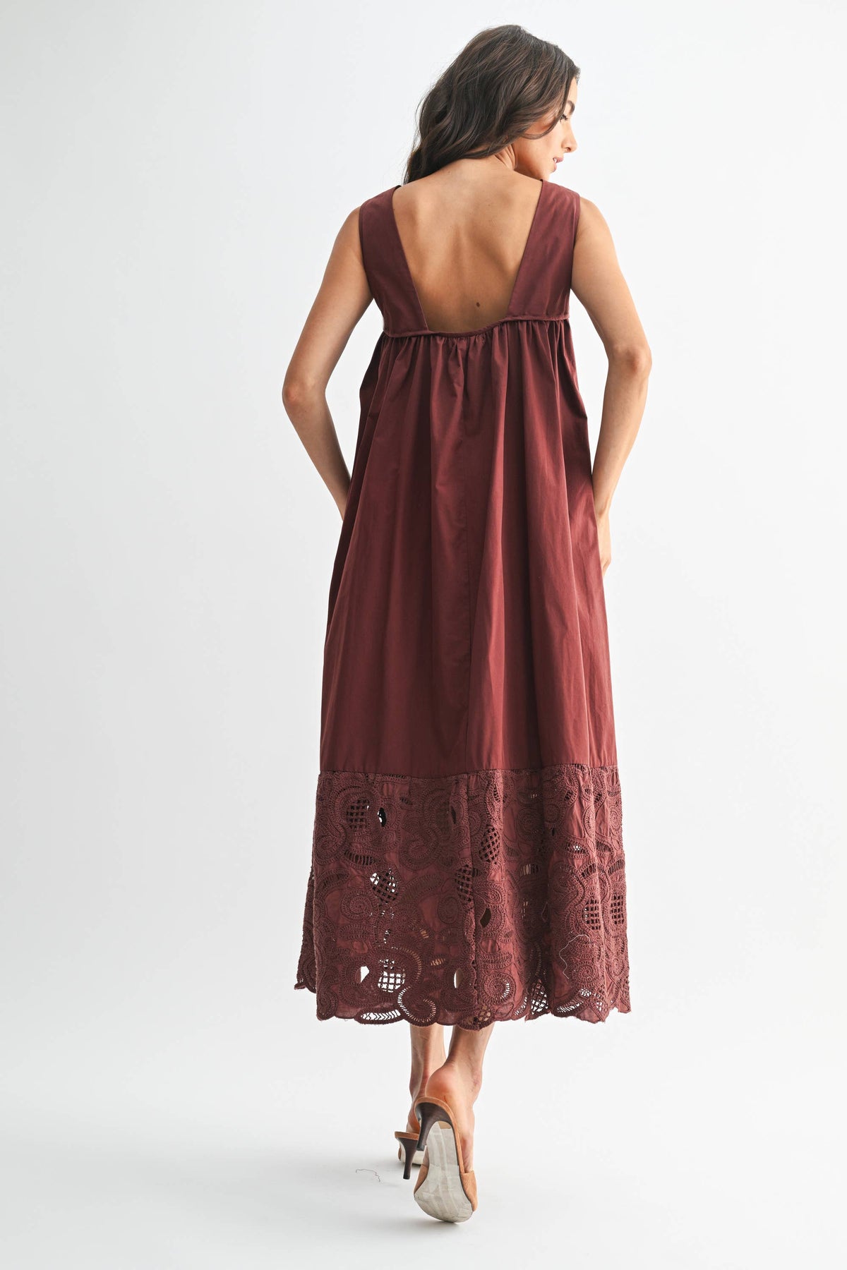 Cotton Boho Maxi Dress with Lace Details