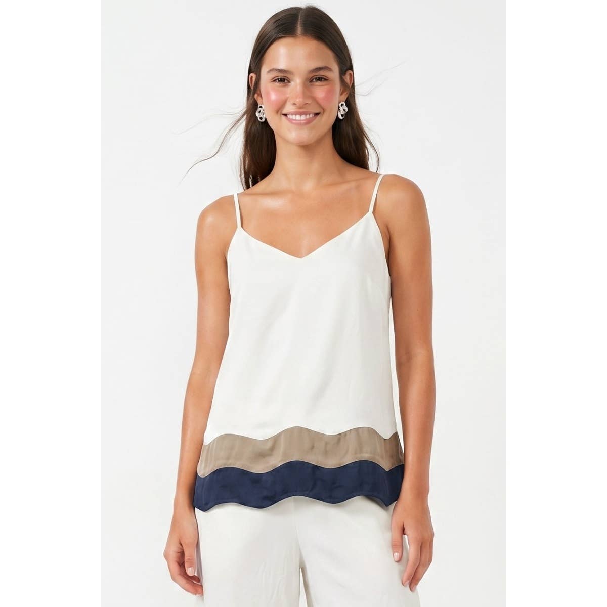 Wavy Colorblock V-neck Camisole