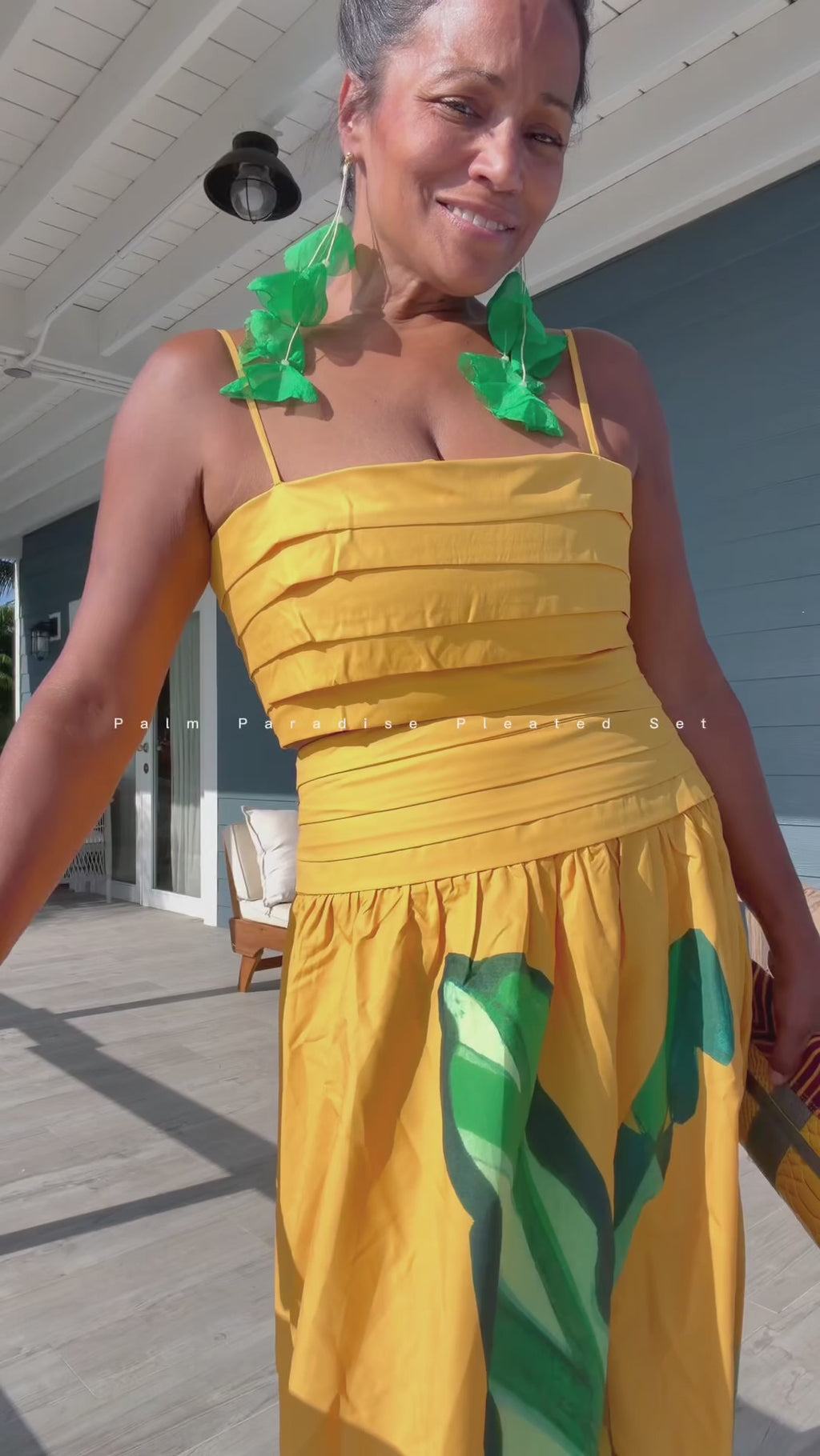 Palm Paradise Pleated Skirt Set